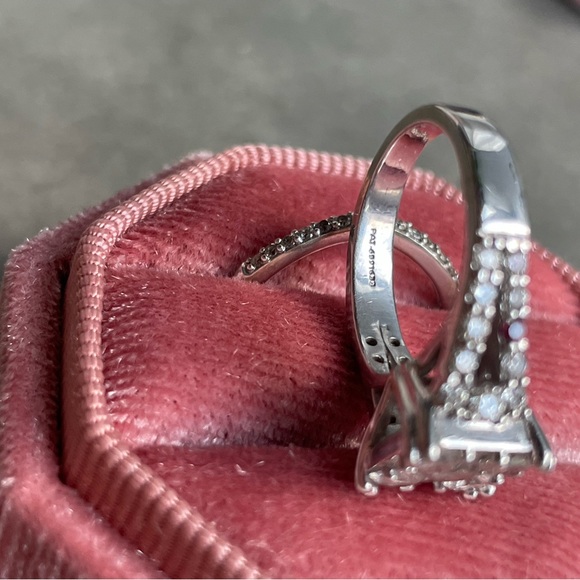 *** SOLD*** Vintage Diamond Cluster Ring Set 14K White Gold - Picture 7 of 8